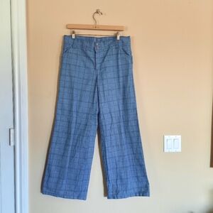 Vintage Montgomery Ward Wide Leg Casual Trousers Pinstripe Plaid 70s 80s 90s